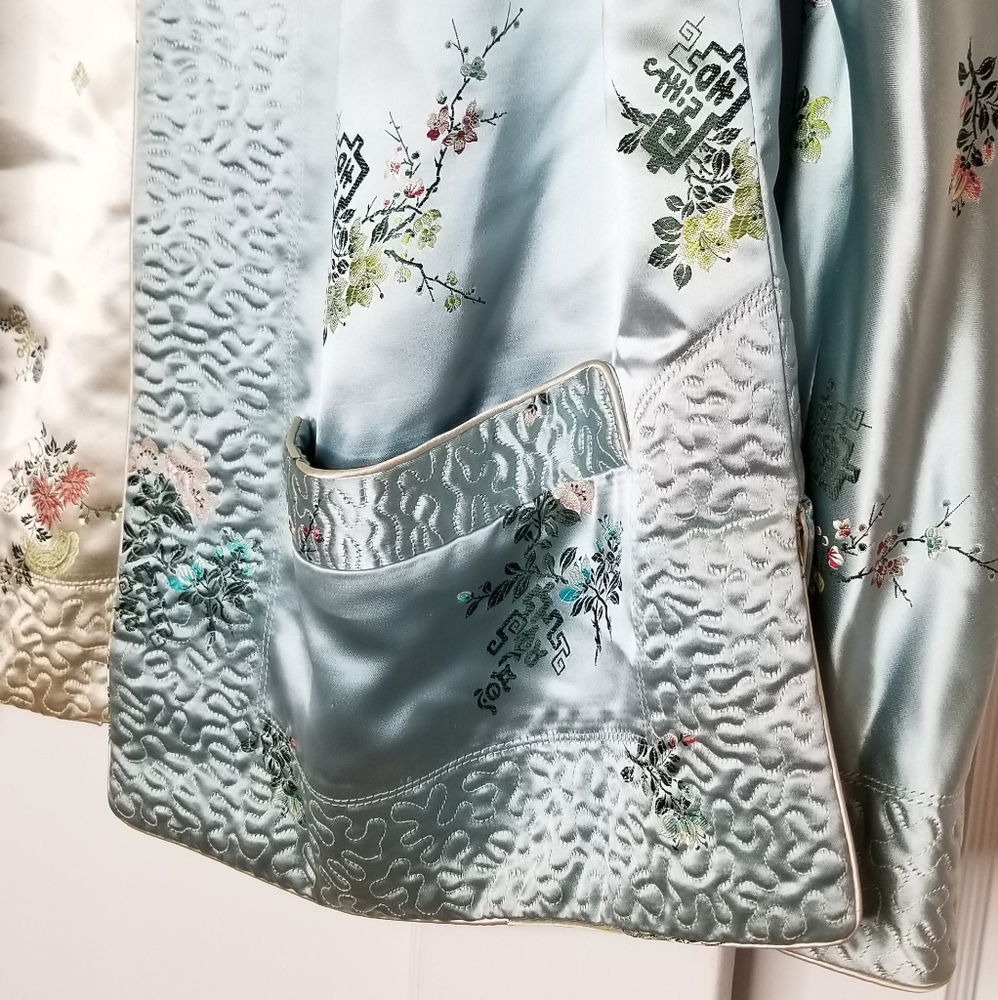 Vintage Asian Silk Quilted Reversible Open Jacket - Picture 3 of 8
